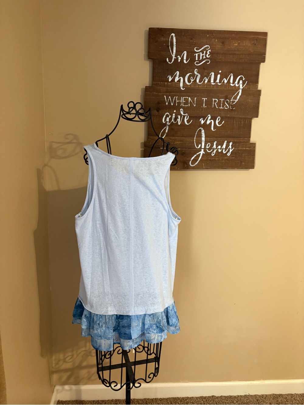 Umgee Light Blue Ruffle Tiered Tank - Picture 4 of 4